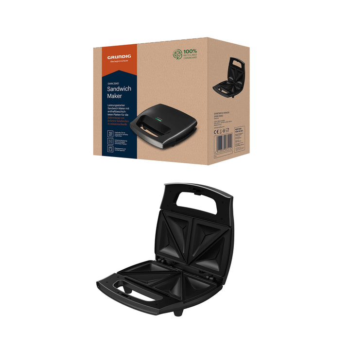 Grundig SWM2940 SWM 2940 Sandwichmaker, Schwarz-Metallic/Edelstahl Single, Single