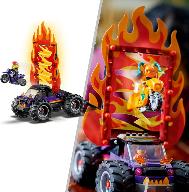 LEGO 60339 City Stuntz Stuntshow-Doppellooping Set, inkl. Rampe, Monstertruck, 2X Motorrad und 7 Min