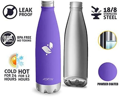 AORIN Vakuum-Isolierte Trinkflasche - 350ml/500ml/750ml - Wasserflasche BPA-Frei,24 H Kühlen & 12 H