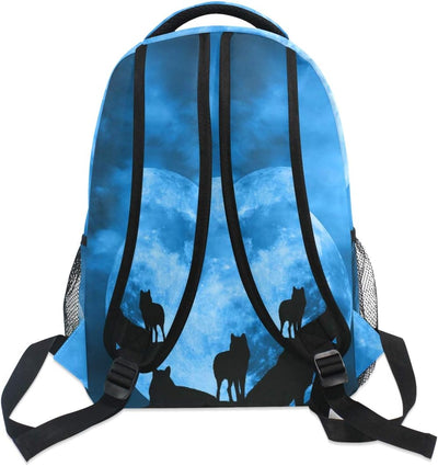 Wolfskunstraum Schulter Rucksack Bookbag für Teen Jungen Mädchen Kinderrucksack Laptop Büchertasche