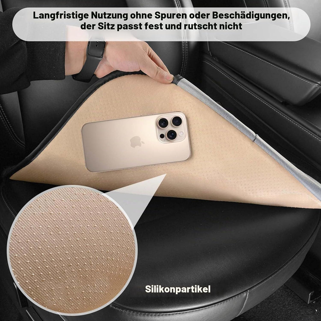 Naapesi 2 Stück Sitzkissen Auto 49x47cm, Atmungsaktiv Auto Sitzauflagen aus Leder &amp; Baumwolle, Autos