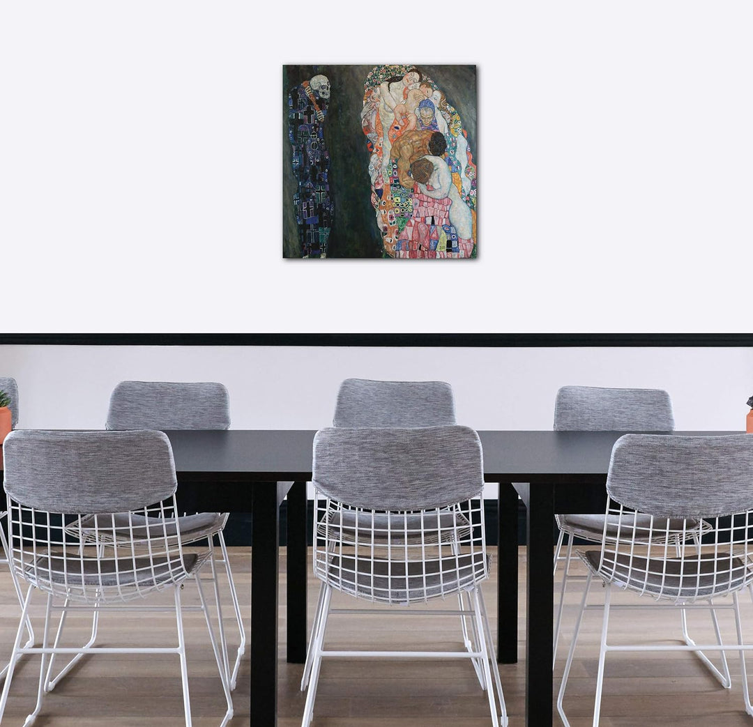 Printed Paintings Leinwand (70x70cm): Gustav Klimt - Tod und Leben (1908-1915) 70x70 cm, 70x70 cm