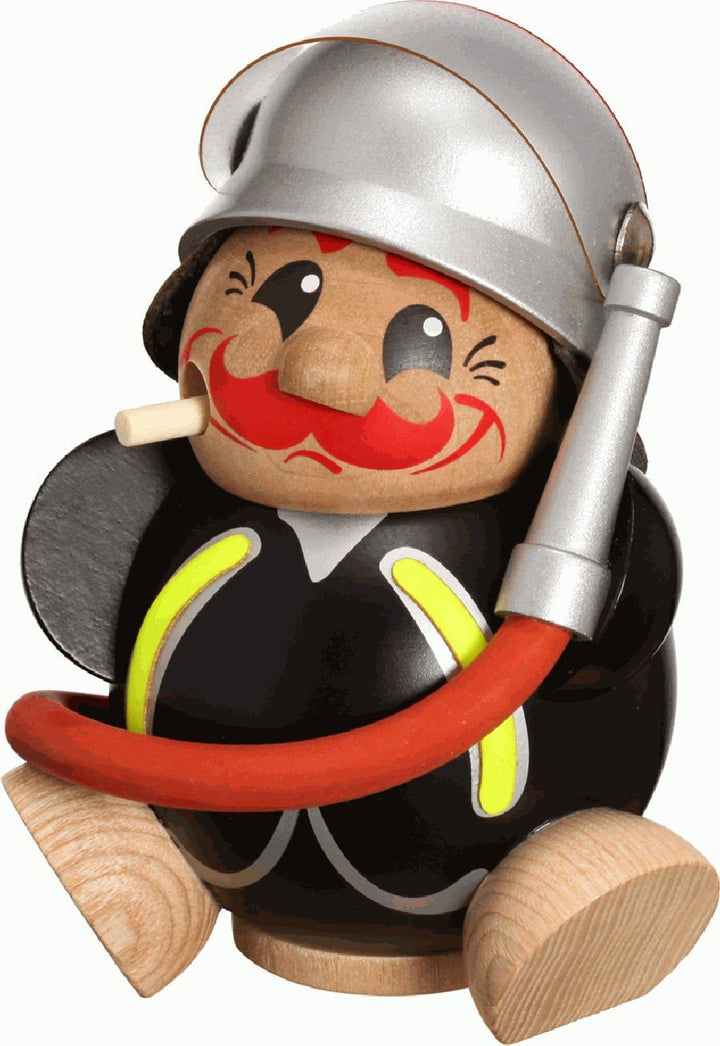 Seiffener Volkskunst Räuchermann Feuerwehmann, 12 cm hoch, original Erzgebirge SV 19022