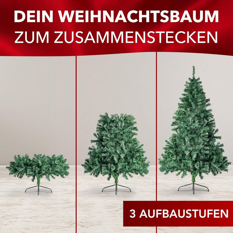 Künstlicher Weihnachtsbaum Tannenbaum 30,60,90,120, 150, 180,210 240cm Christbaum Baum GRÜN Weiss Sc