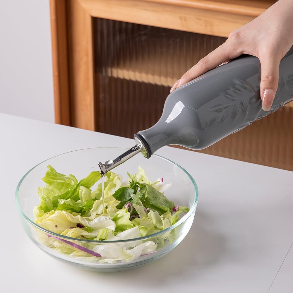 Sweejar Home Keramische Olivenölspenderflasche, 570ml Relief Opaque Cruet, um Oxidation zu reduziere