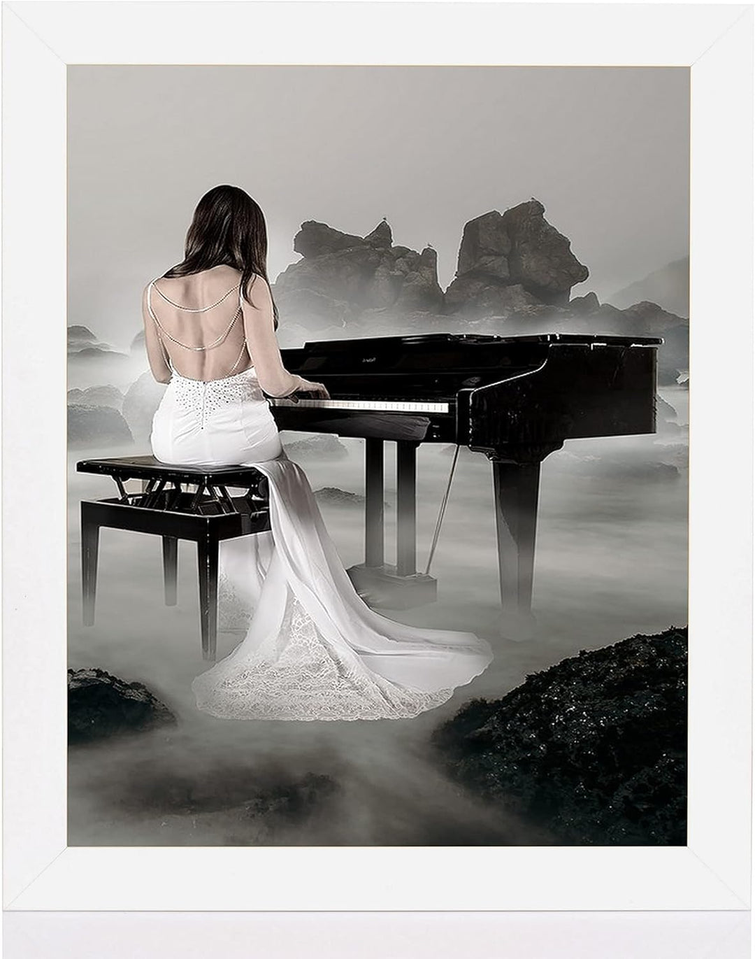 rahmengalerie24 Bilderrahmen 33x98 cm New Rio Rahmen weiss Holz Acrylglas ohne Passepartout Portrait