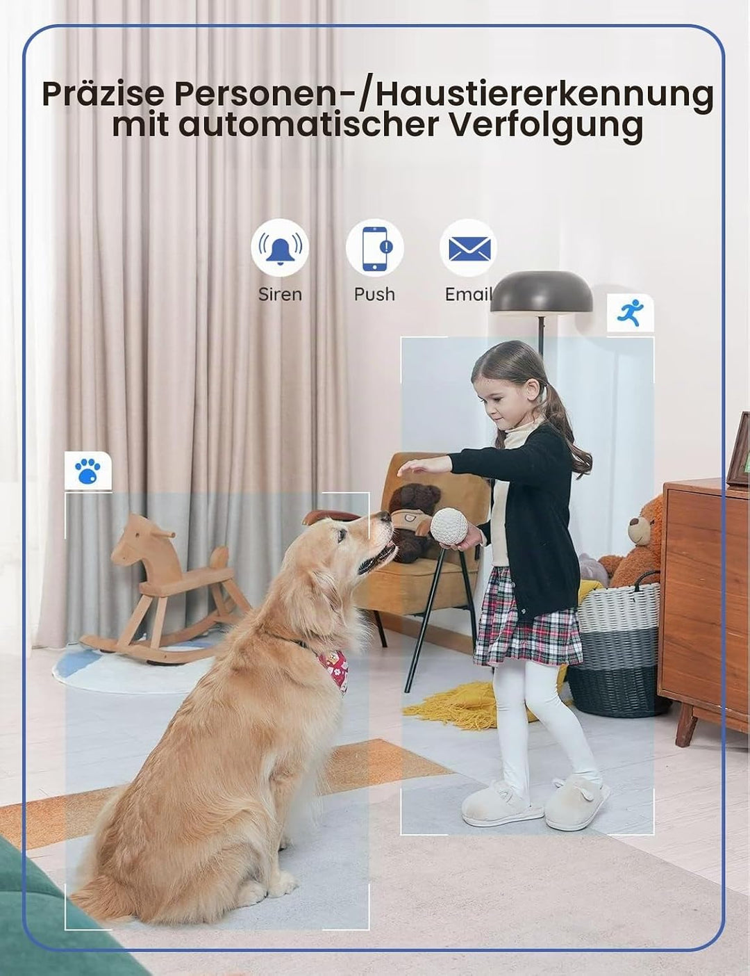 2,4 G Überwachungskamera für den Innenbereich, 4 MP Überwachungskameras für Haustiere mit Telefon-Ap