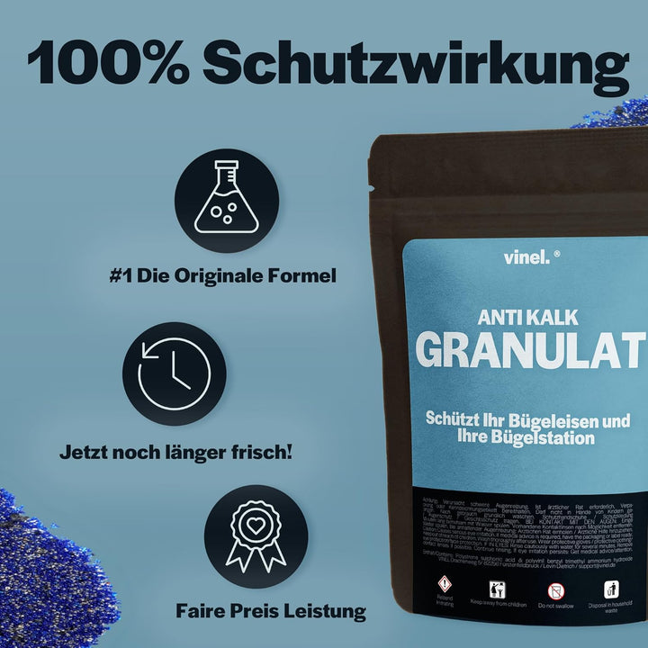 Anti Kalk Granulat/Nachfüllpack/Nr.1 Kalkschutz für Bügelstationen mit Filter/Kalkschutzfilter, Wass