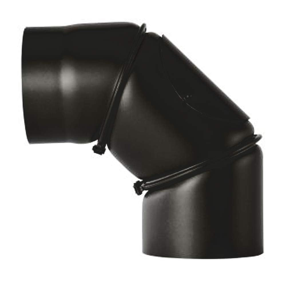 Ofenrohr 2mm 150mm 90° Bogen verstellbar 0-90° mit Tür Schwarz 90° Bogen verst. mit Tür Schwarz, 90°