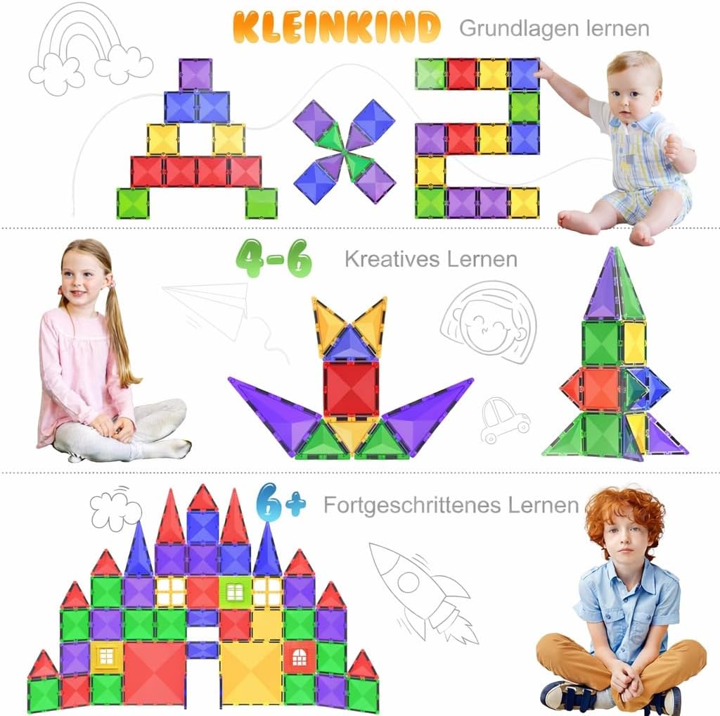 Desire Deluxe Magnetische Bausteine Magnet Montessori Spielzeug für Kinder, Magnetbausteine für Jung