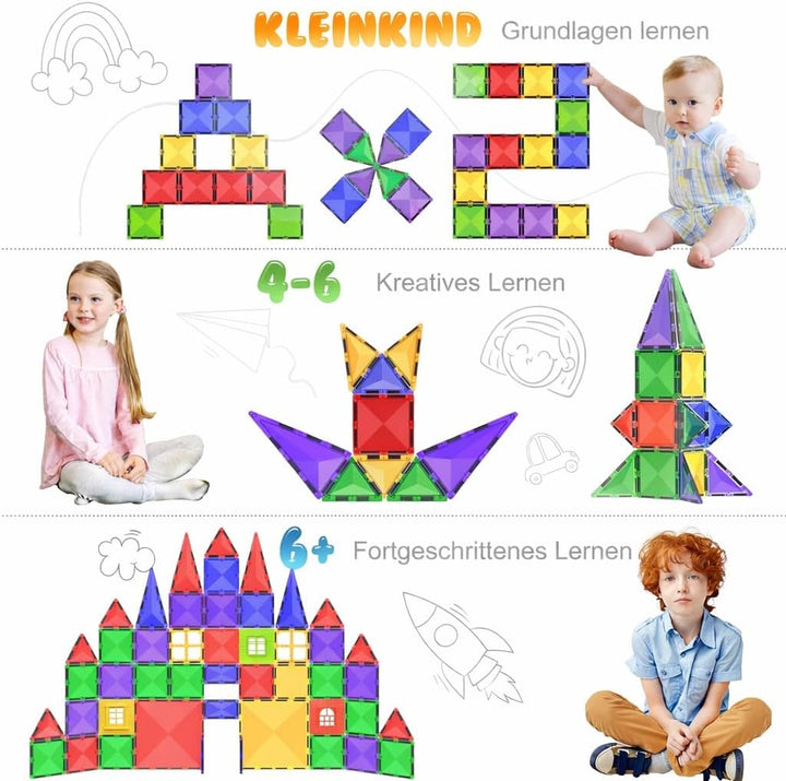 Desire Deluxe Magnetische Bausteine Magnet Montessori Spielzeug für Kinder, Magnetbausteine für Jung