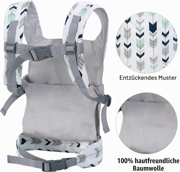 Miracle Baby Babypuppentrage für Kinder, Vorder- und Rückentrage mit verstellbaren Trägern für Mädch