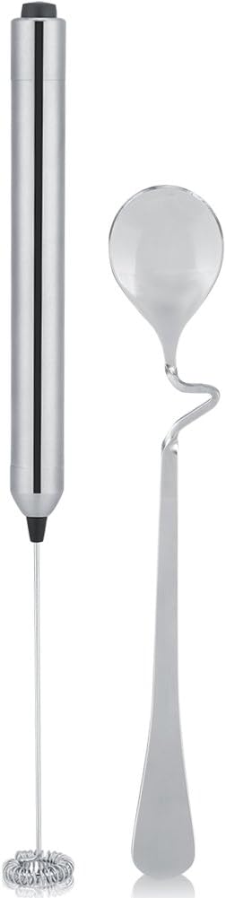 Haofy elektrischer Milchaufschäumer (mit Doppeltem Quirl, Batteriebetriebe) silber