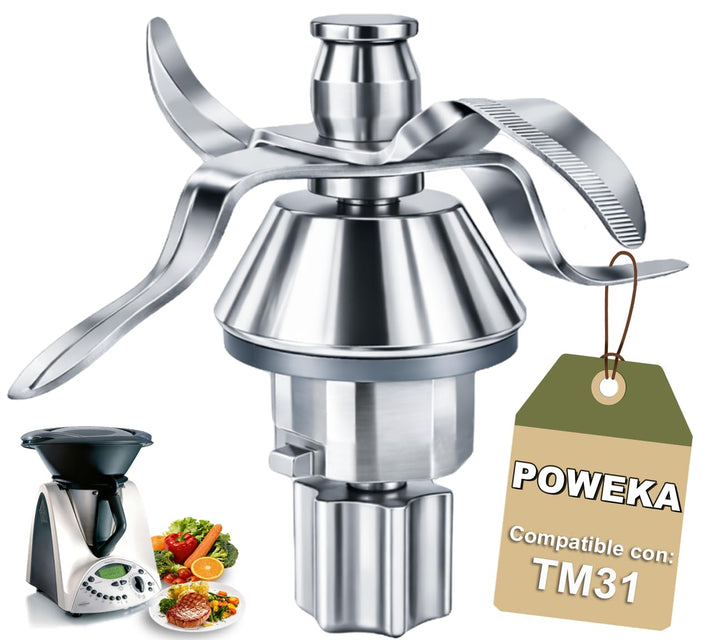 Poweka TM31 Messer Kompatibel mit Vorwerk Thermomix TM31 Küchenmaschine aus Edelstahl mit Dichtring,