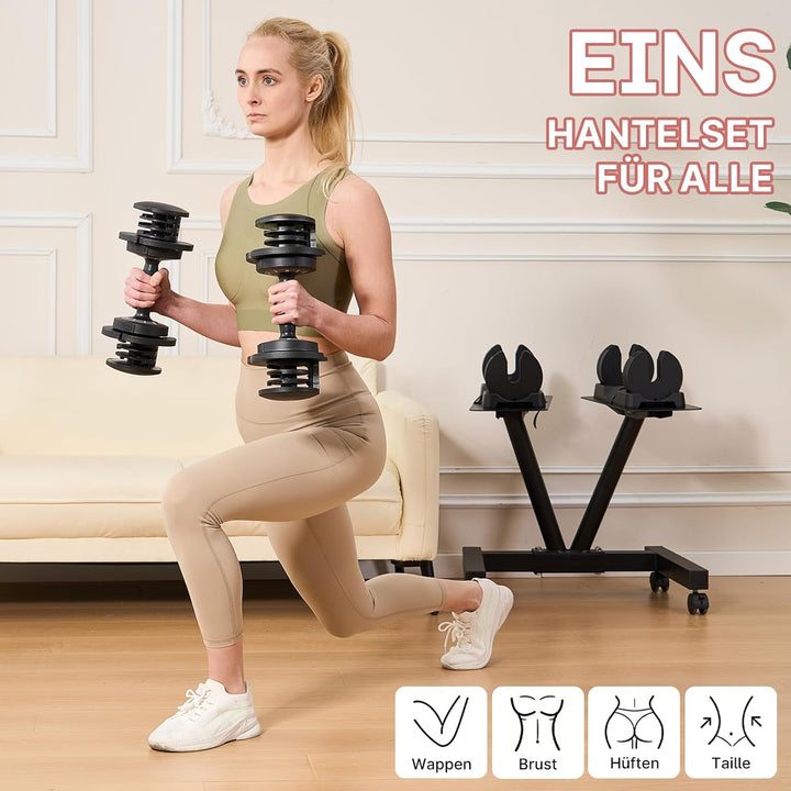 EnterSports Verstellbarer Hantelständer mit Rollen,Strapazierfähiges Hantelgestell (3–50 kg), 100 kg