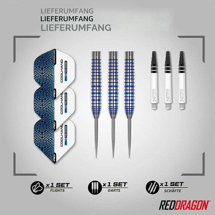 RED DRAGON Luke Humphries TX Serie Premium Wolfram Steeltip Dart Set mit Flüge und Schäften 24 g 3,