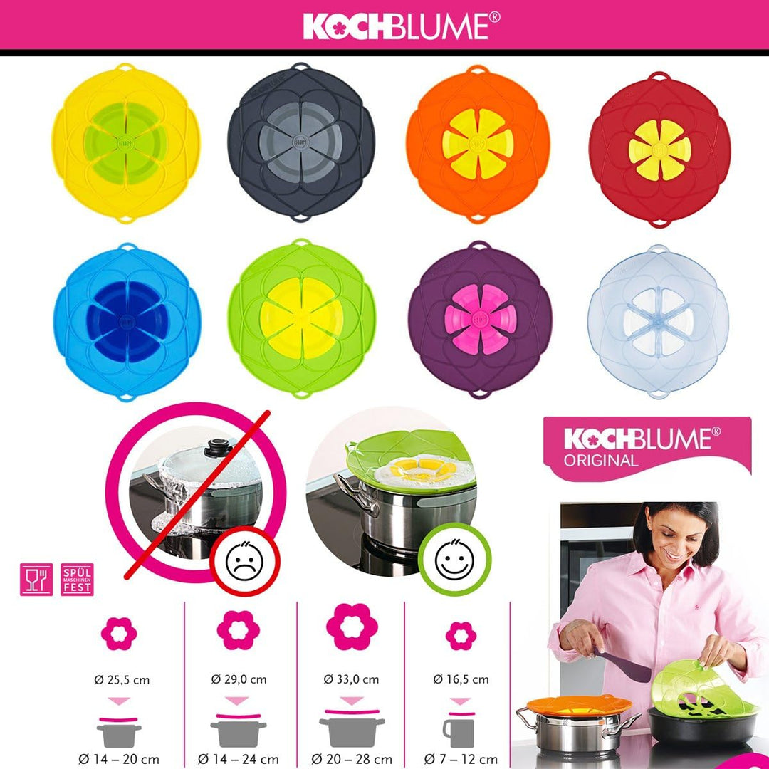 Kochblume, Überkochschutzdeckel in Blumenform, Grösse: L, Silikon, rosa, 33 cm