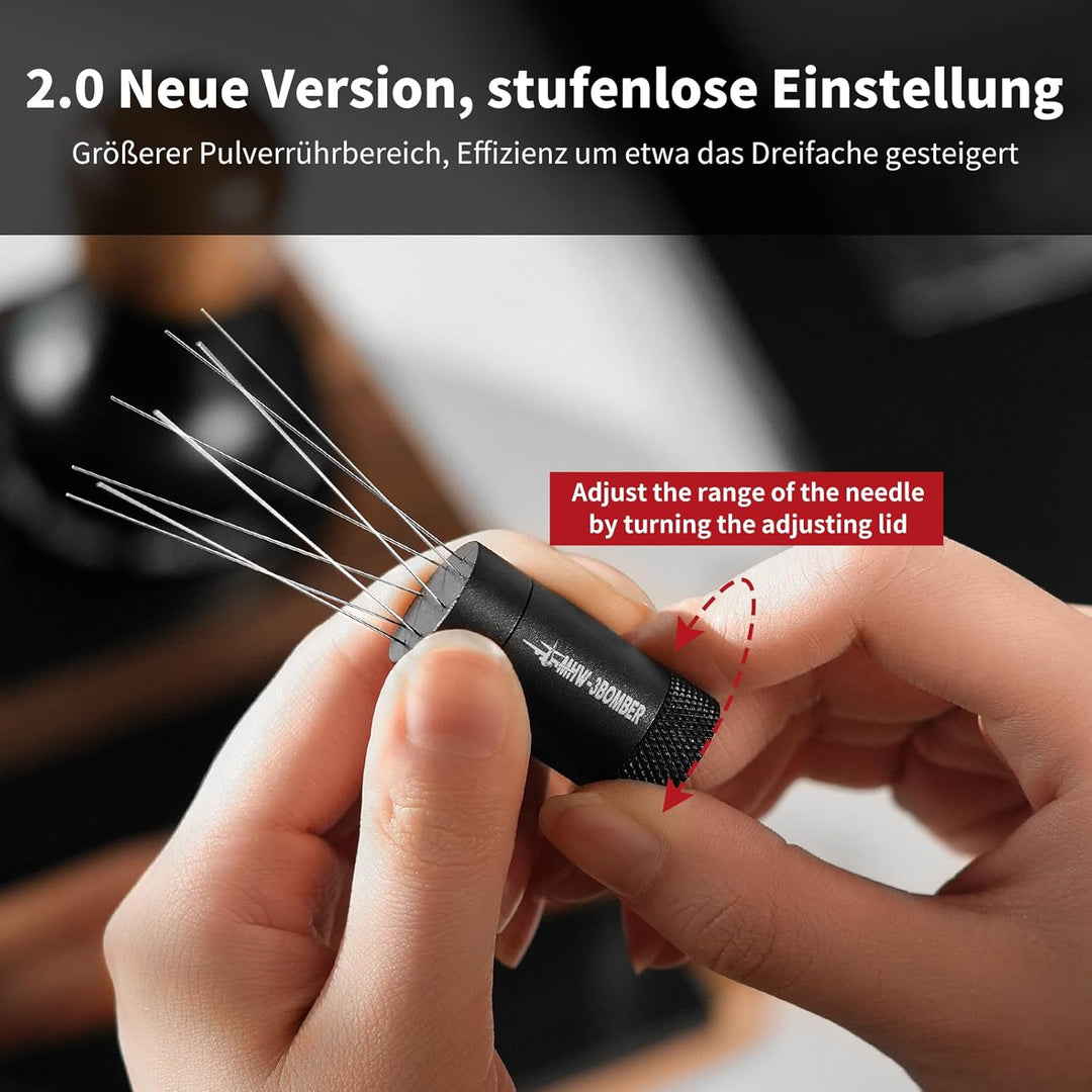 MHW-3BOMBER WDT Tool 2.0, Profi Espresso Distribution Tool, Kaffee Distributor 0.25mm mit Magnetisch