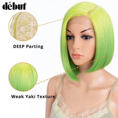 Début Lace Front Perücke für schwarze Damen Bob Perücke für weisse Damen Kunsthaar 24 cm 120g Natur