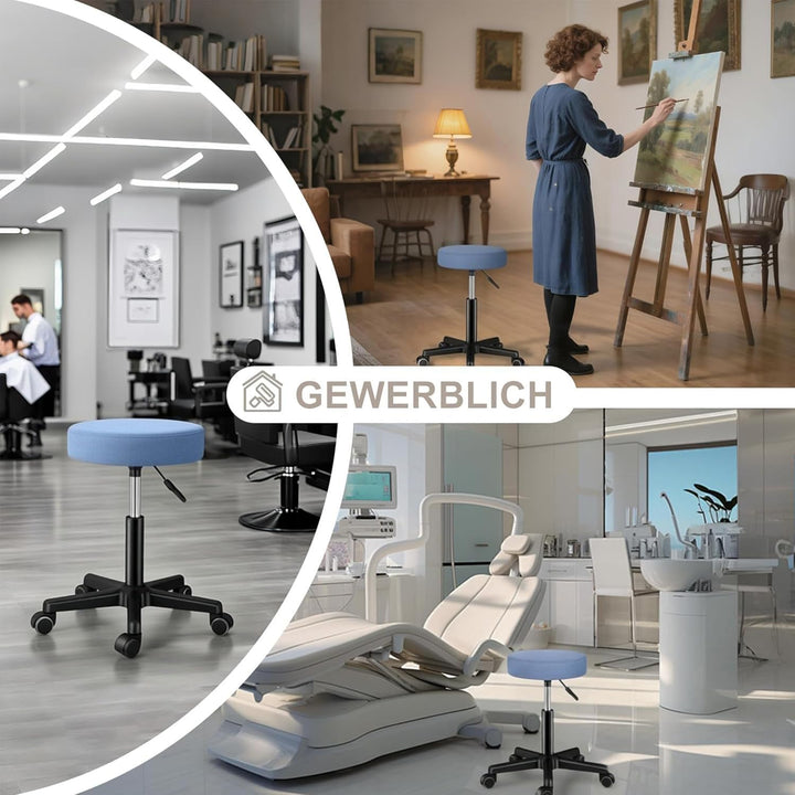 Zedelmaier Rollhocker höhenverstellbar, Bürohocker mit Gummirollen, 360° drehbar Hocker mit Rollen &