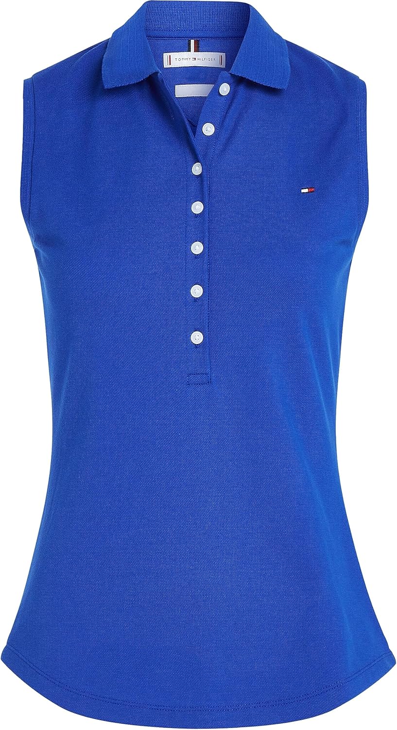 Tommy Hilfiger Damen Slim Collar Detail Polo Ns Kurzarm Poloshirts S Blau (Ultra Blue), S Blau (Ultr