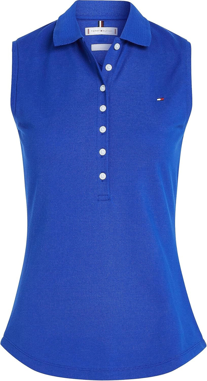Tommy Hilfiger Damen Slim Collar Detail Polo Ns Kurzarm Poloshirts S Blau (Ultra Blue), S Blau (Ultr