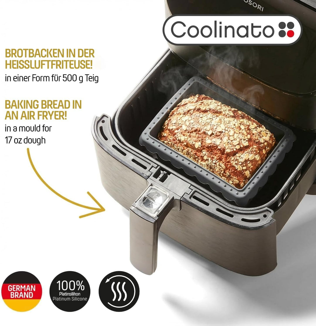 Coolinato - Mini Brotbackform 550g aus hitzebeständigem Platinsilikon Set 2er grau 17x13x7,5cm - Sil