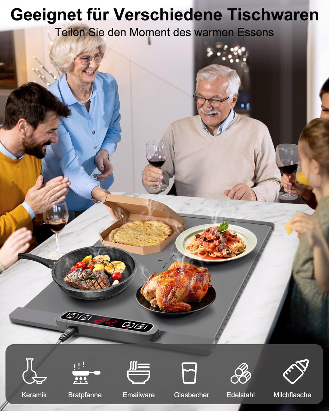 AUTOPkio Warmhalteplatte für Speisen, Speisenwärmer Elektrisch Wärmeplatte Buffetwärmer 4H Timing Au