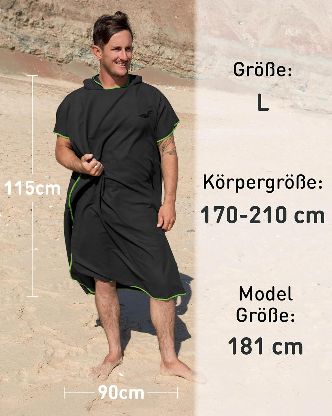 Fit-Flip Badeponcho aus Mikrofaser für Damen und Herren - schnelltrocknend, kompakt und Ultraleicht