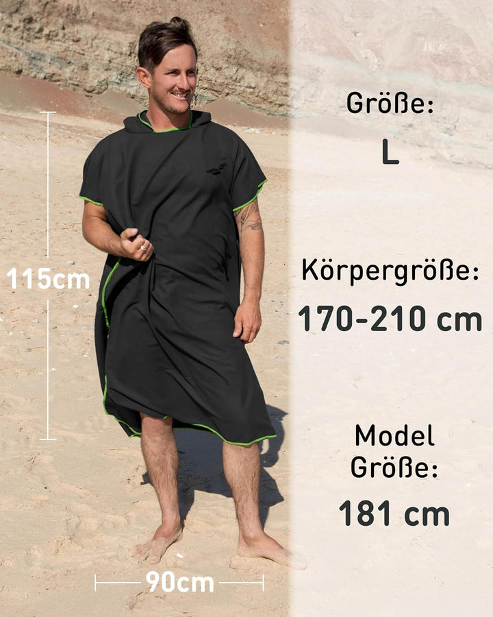 Fit-Flip Badeponcho aus Mikrofaser für Damen und Herren - schnelltrocknend, kompakt und Ultraleicht