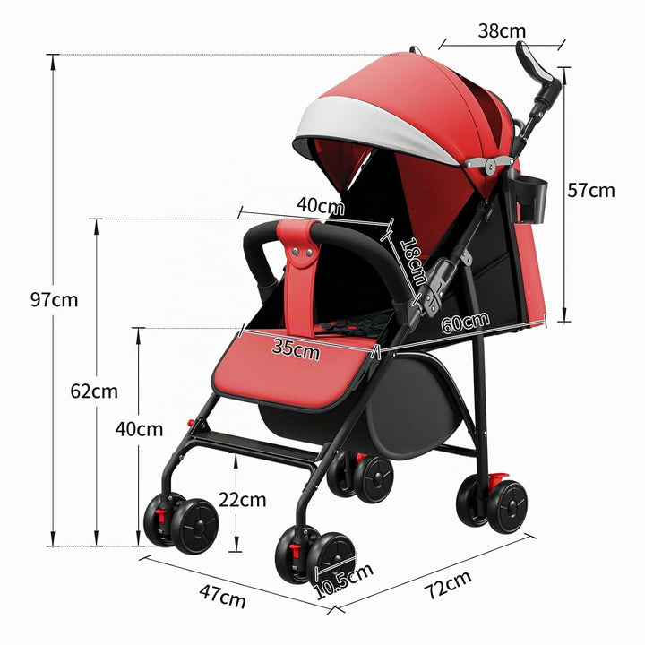 MUL-BOUTIQUE Kinderwagen ab 0-4 Jahre, 0-28 kg,reisebuggy mit liegefunktion，federleichter, kompakter