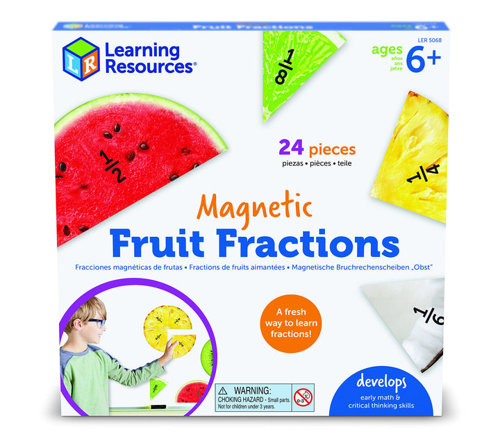 Fractions de fruits aimantées de Learning Resources, apprentissage des nombres pour enfants, maths,