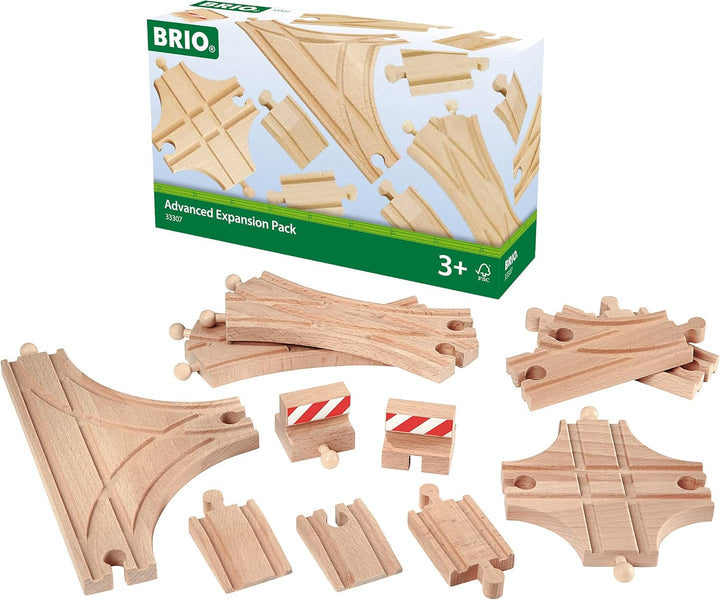 BRIO World 33307 Schienen- und Weichensortiment 11 Weichen aus Buchenholz & World 33757 Hebebrücke E