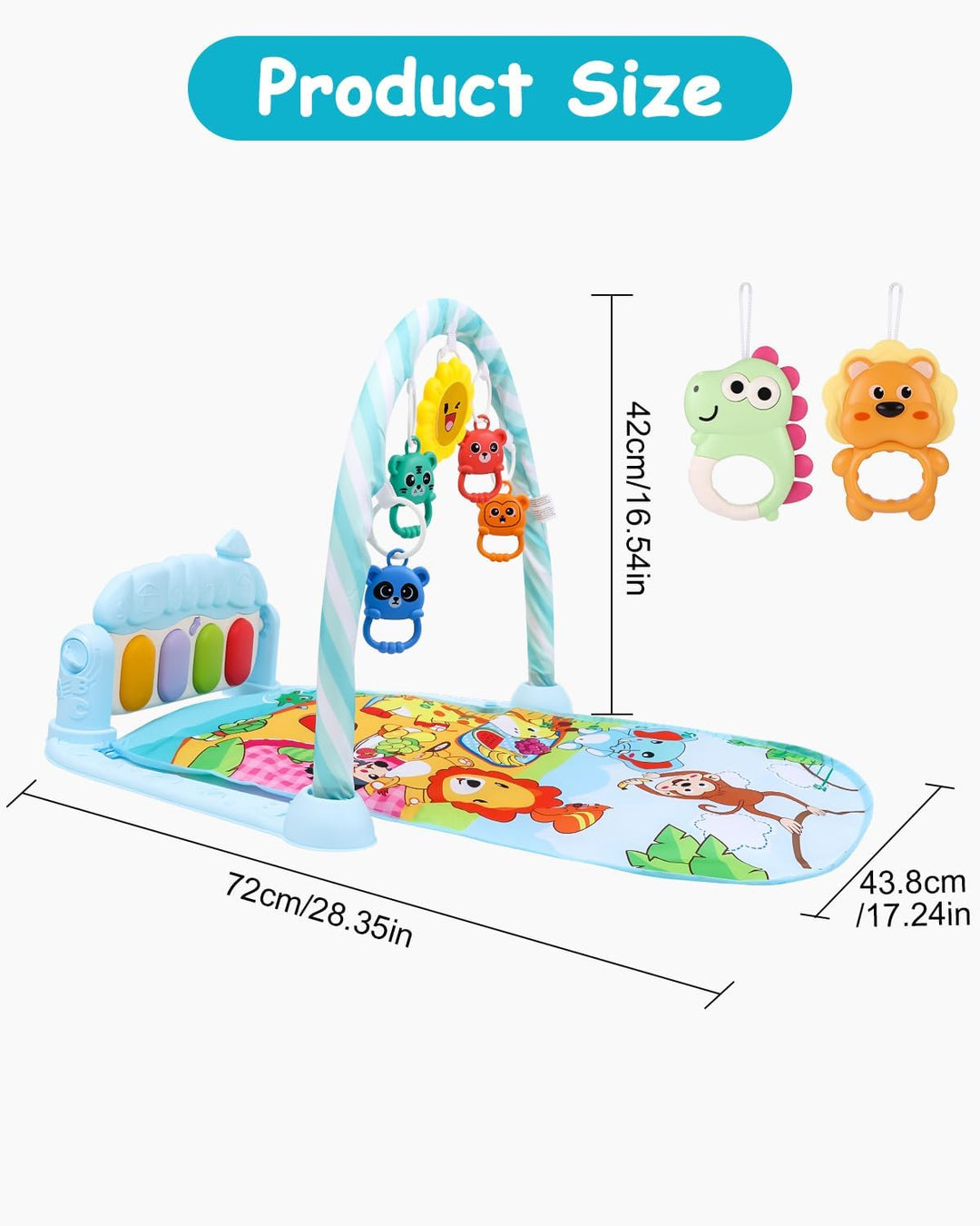 Baby Spielbogen Spieldecke,pieldecke Baby-Spielmatte mit Klavier,Spielmatte mit Spielbogen abnehmbar