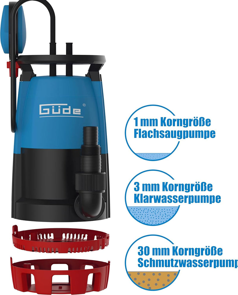 Güde 94643 KOMBITAUCHPUMPE GS 751 3IN1, Blau, Schwarz