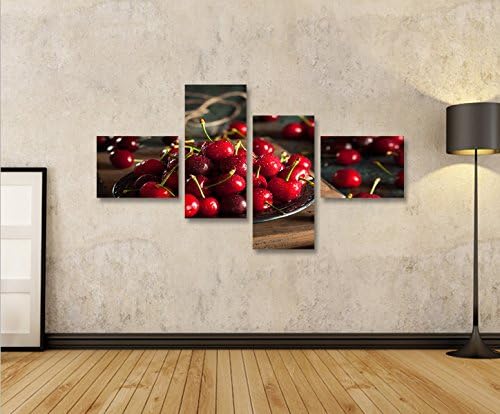 islandburner Bild Bilder auf Leinwand Kirschen Obst Küchenbild 4L XXL Poster Leinwandbild Wandbild D