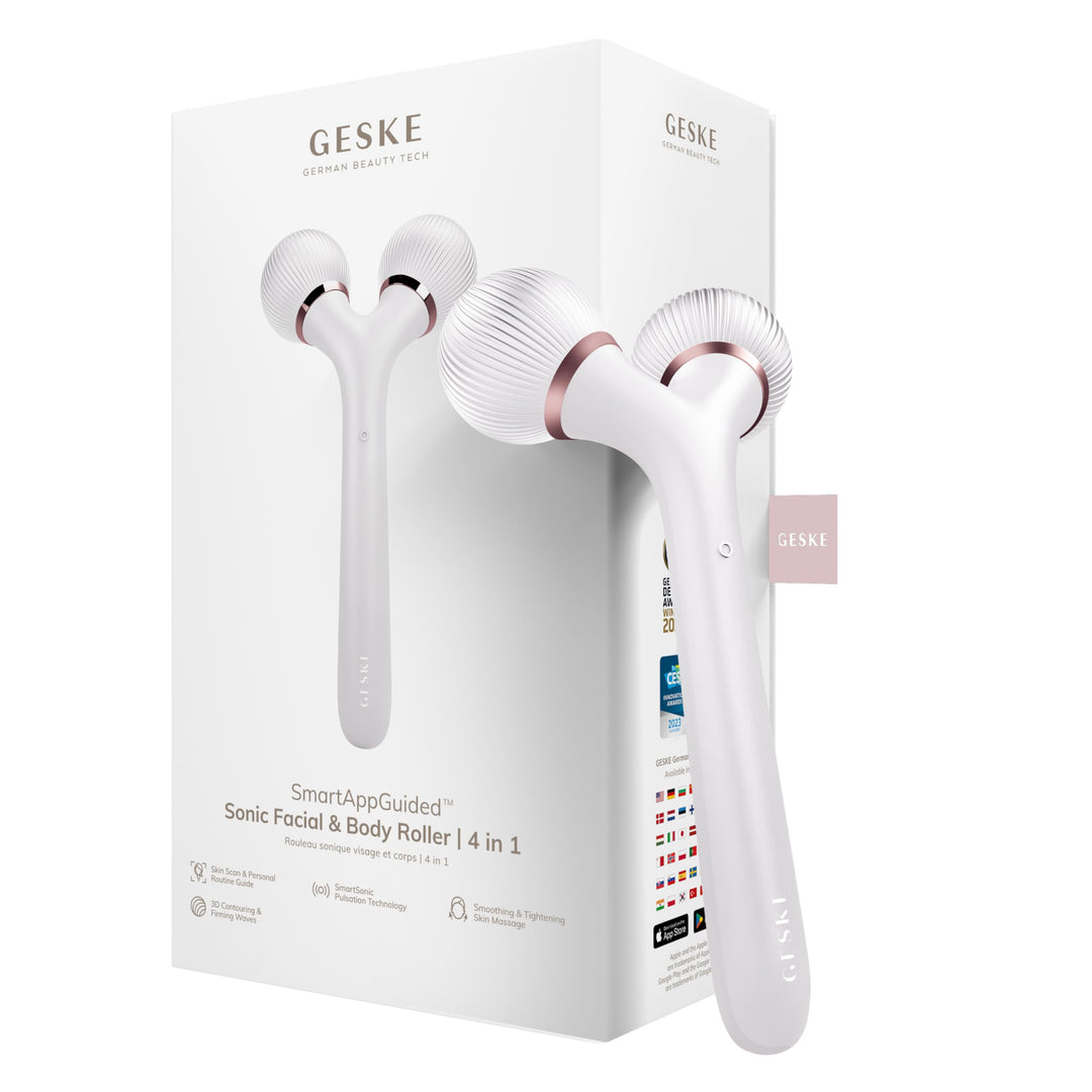 GESKE | SmartAppGuided™ Sonic Facial &amp; Body Roller | 4 in 1 | Dermaroller | Gerät für Gesicht und Kö