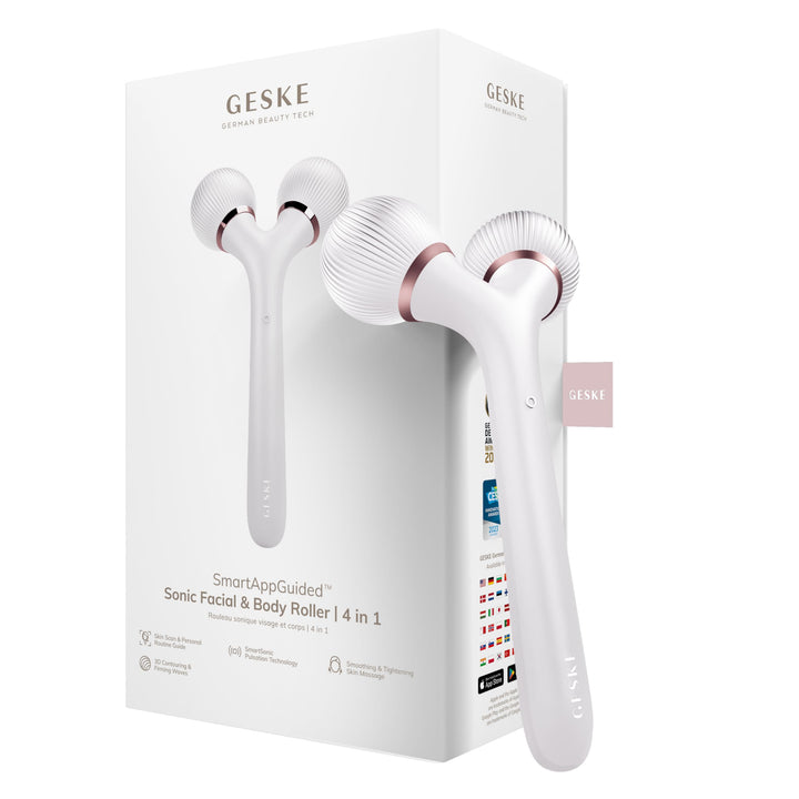 GESKE | SmartAppGuided™ Sonic Facial &amp; Body Roller | 4 in 1 | Dermaroller | Gerät für Gesicht und Kö