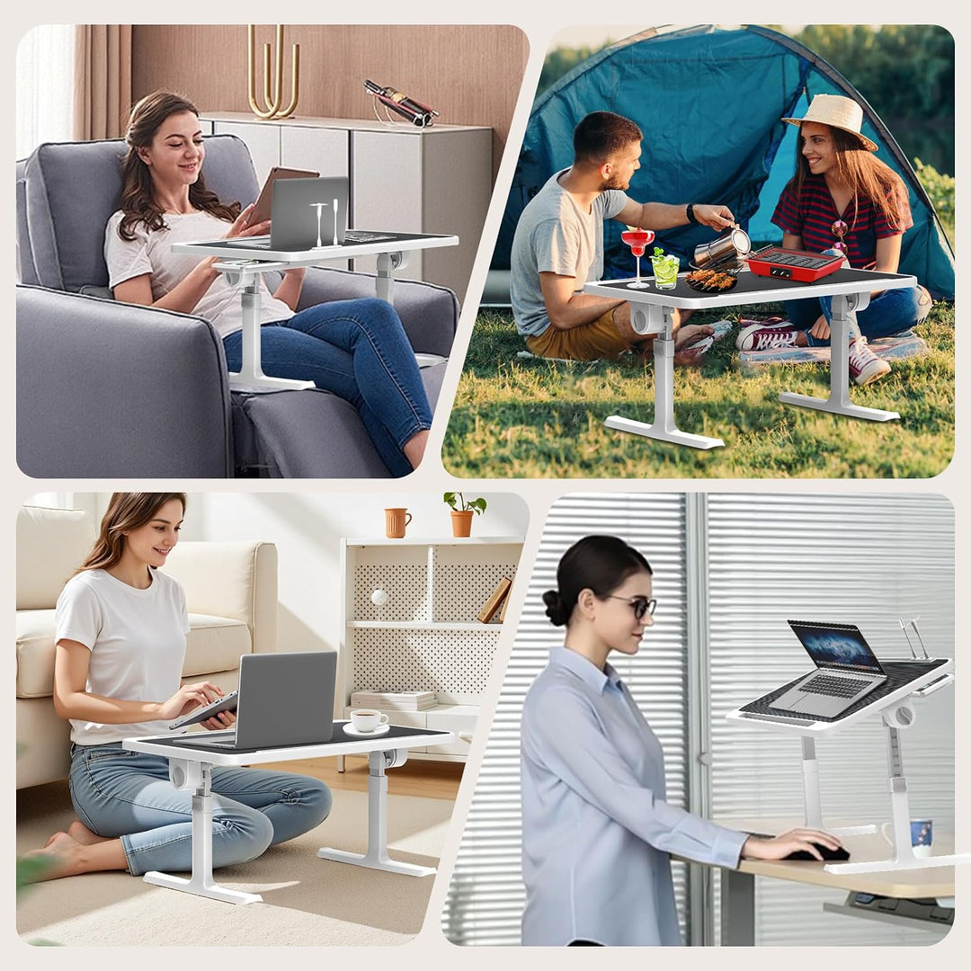 Ferghana Klappbarer Laptoptisch Höhenverstellbarer Laptoptisch mit Schublade + LED+ Ventilator Tragb