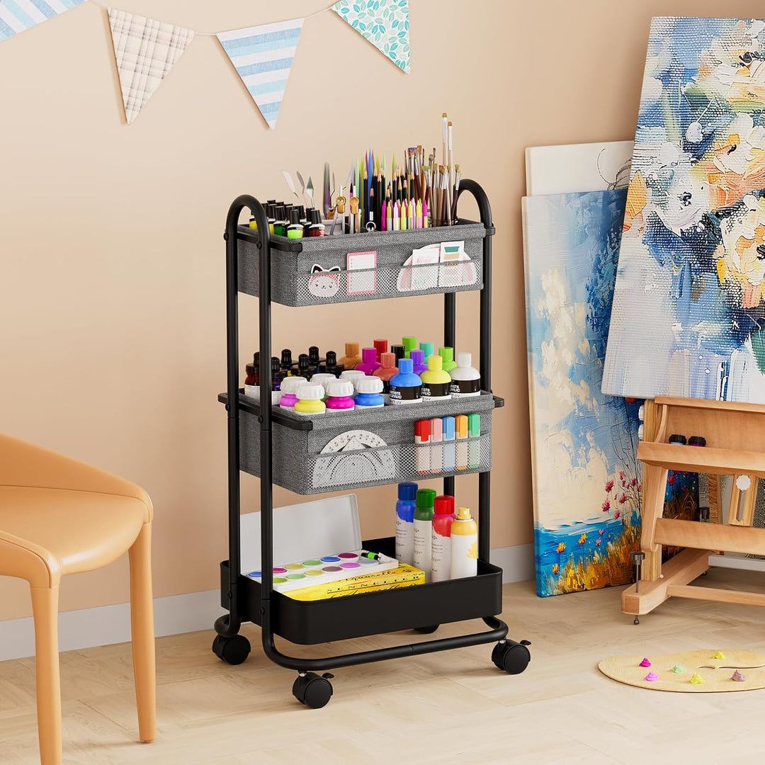 3 Etagen Beweglicher Windeltasche Organizer, Baby Windel Caddy Organizer, Wickeltisch Rollwagen mit