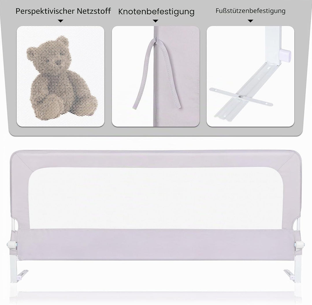 OHMG Bettgeländer,Sicherheitsgitter für Kinder,Sicherheitsgitter für Bett,höhenverstellbar,tragbar,B
