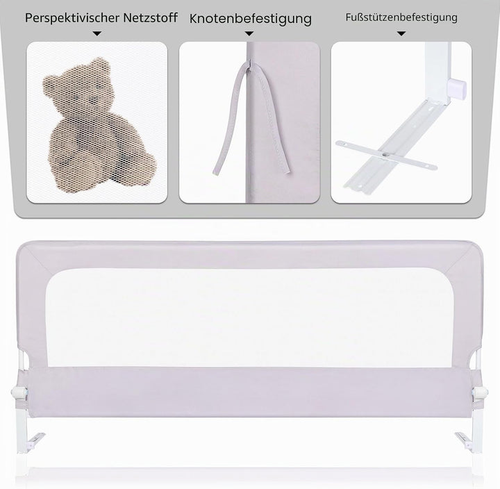 OHMG Bettgeländer,Sicherheitsgitter für Kinder,Sicherheitsgitter für Bett,höhenverstellbar,tragbar,B