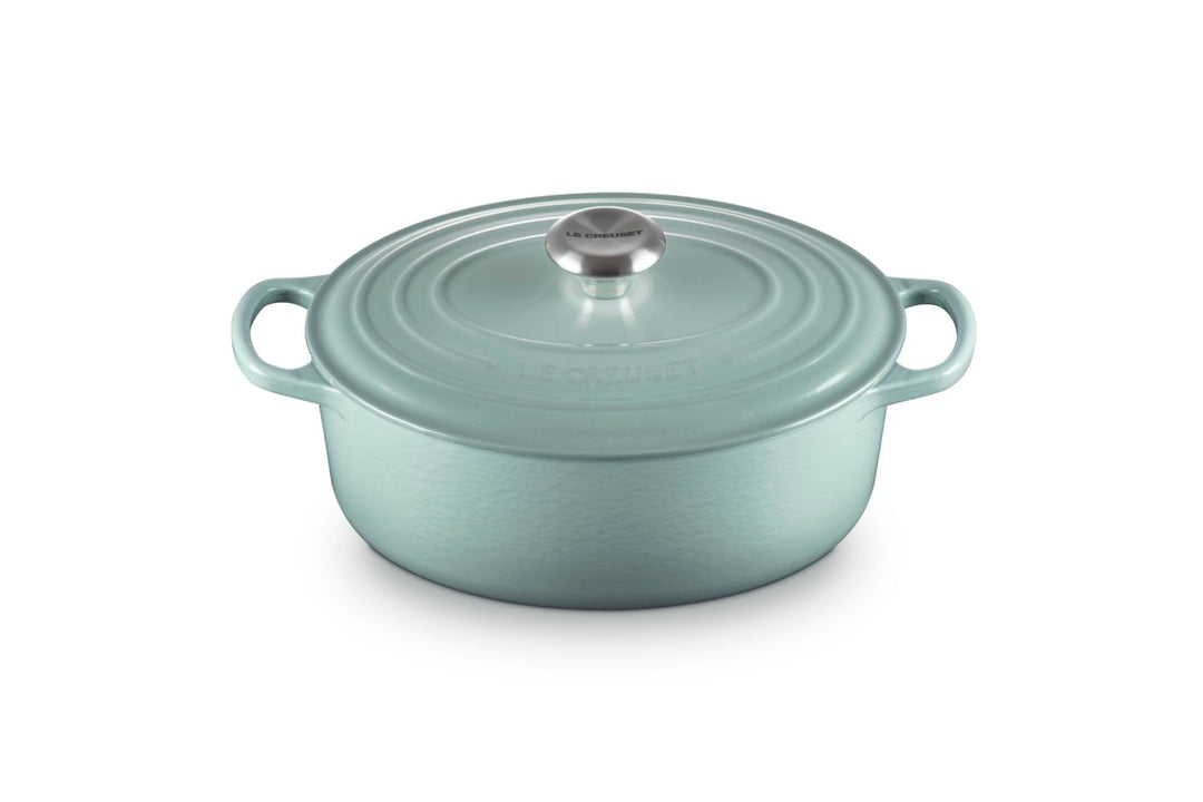 Le Creuset Signature Ovaler Bräter aus Gusseisen, 27 cm, 4,1 Liter, Sea Salt Sea Salt 35,2 x 22,6 x