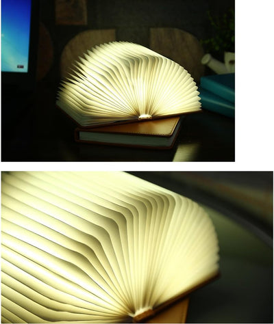 Buchlampe Holzpapier, Faltbar Leselampe Buch 4,5W 500LM 21,5x17x2,5 cm,Buchlampe Led Leselampe mit U