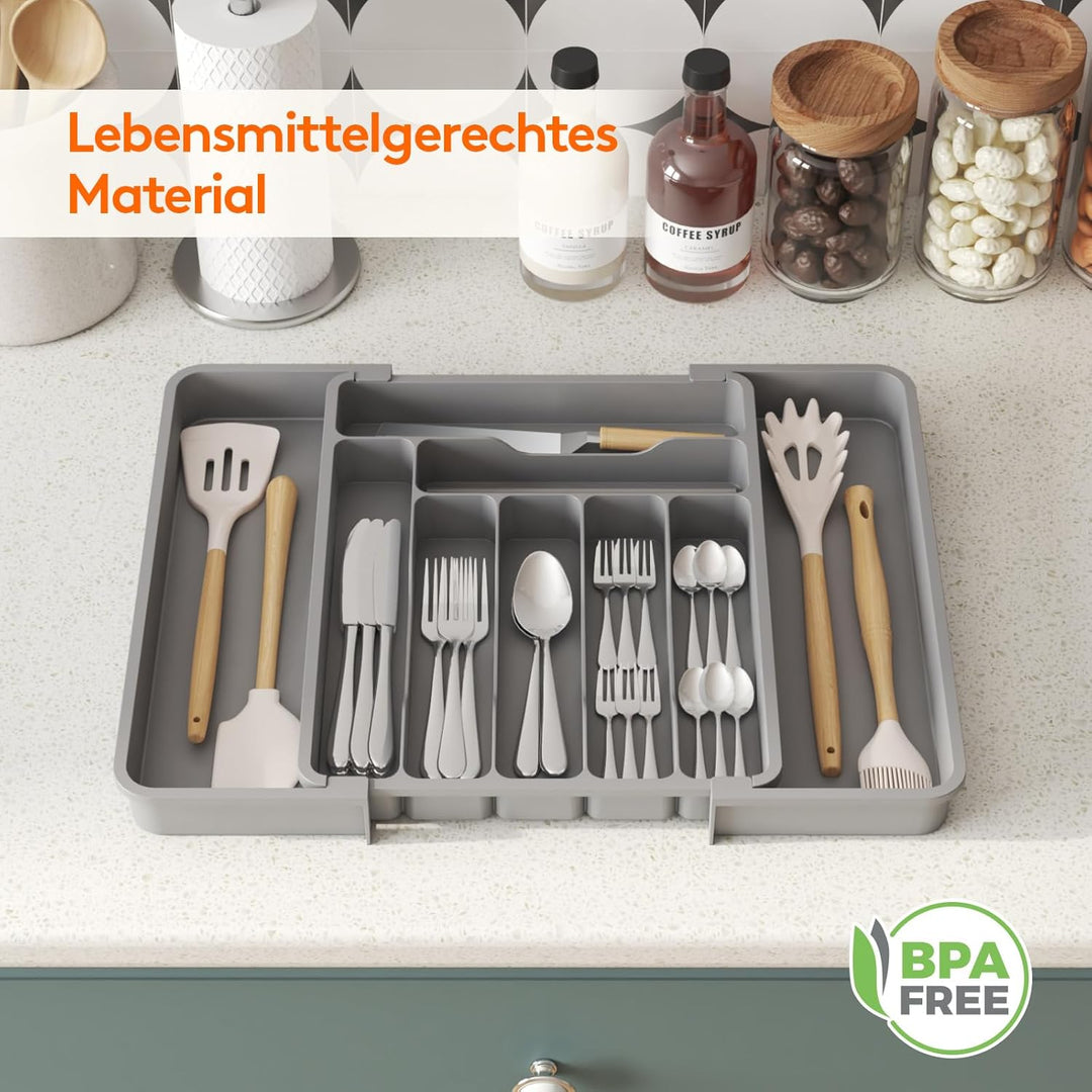 Lifewit Kleine Besteckkasten, Besteckeinsatz für Schublade, Verstellbarer Besteckkasten Erweiterbar