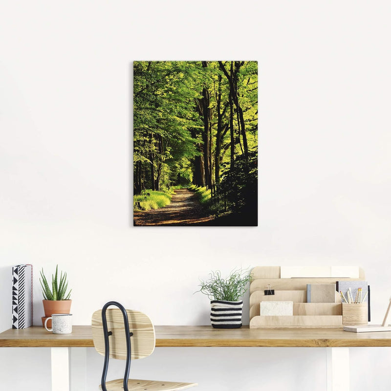 ARTland Leinwandbilder Wandbild Bild Leinwand 60x80 cm Wald Landschaft Natur Frühling Sonne Bäume La