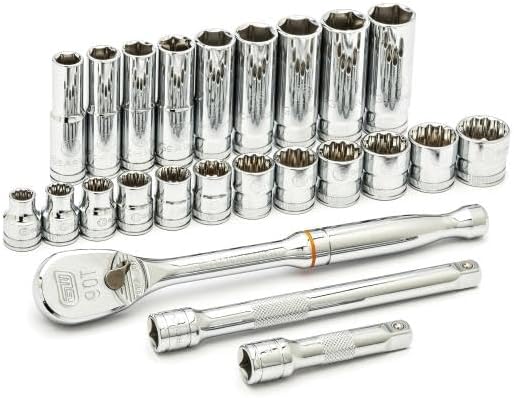GEARWRENCH 80559 Mechaniker-Werkzeug-Set, Standard, tief, metrisch, 3/8-Zoll-Antrieb, 6 und 12-teili