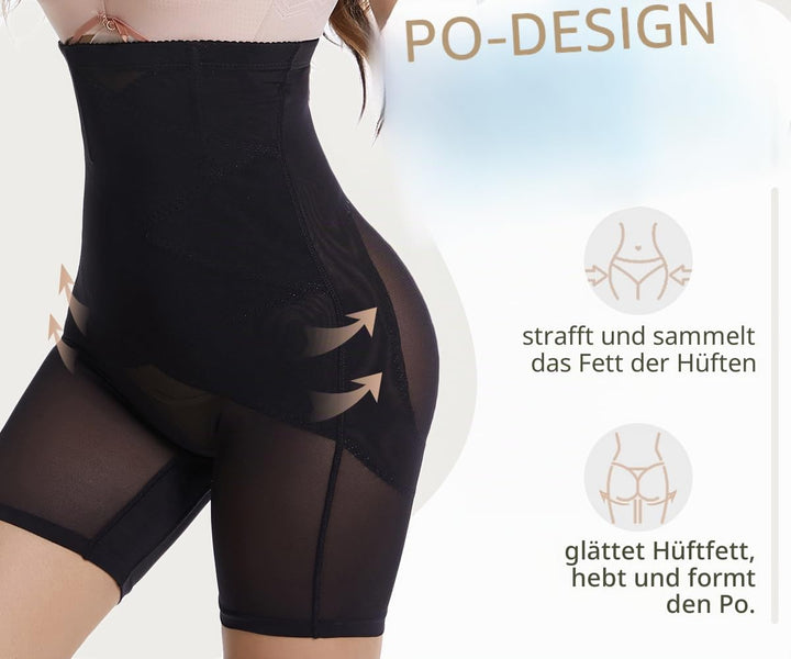 Damen Bauchweg Miederpants Shapewear Hohe Taille Unterhose mit Bein Figurformende Miederhose Stark F