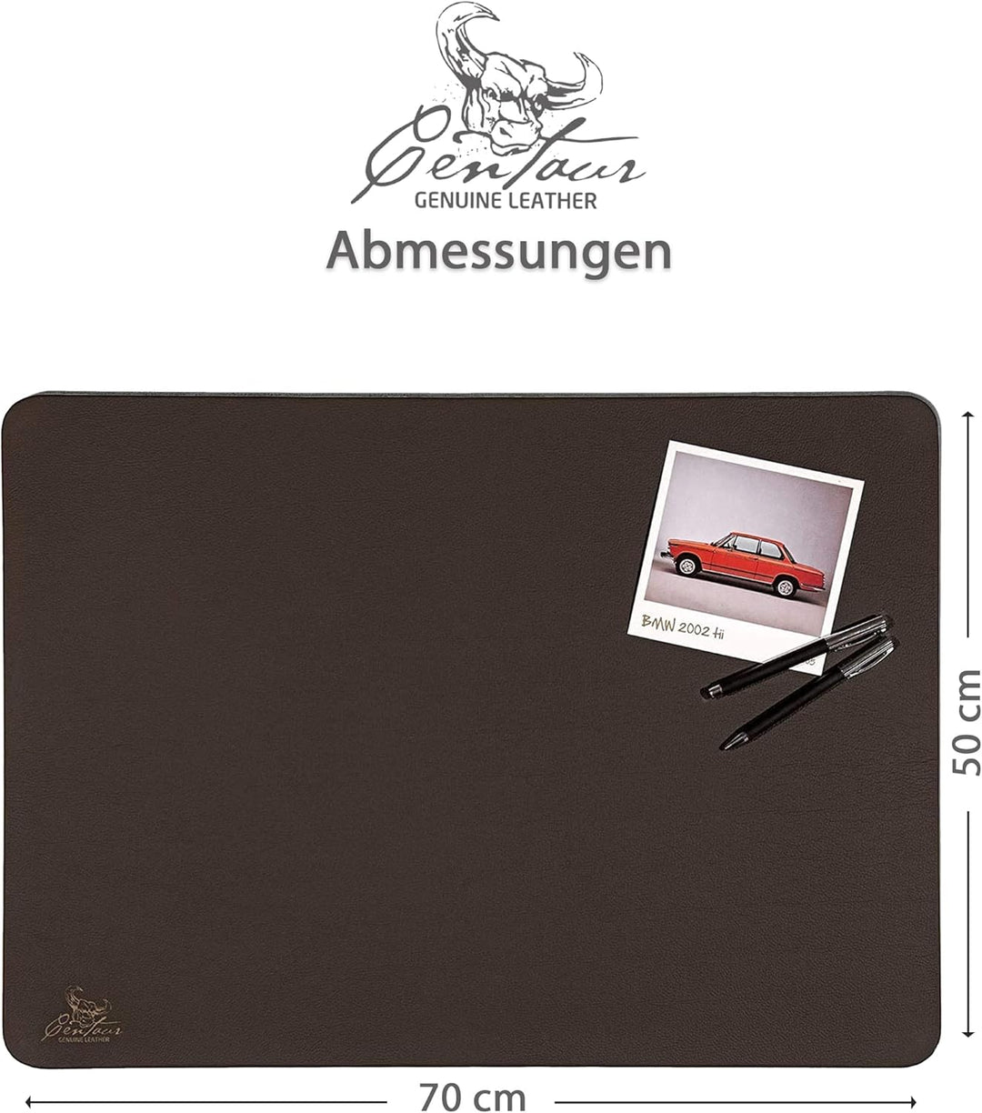 Centaur - Hochwertige Leder Schreibtischunterlage - Chocolate Braun 50x70 cm - ideal für Büro und Zu