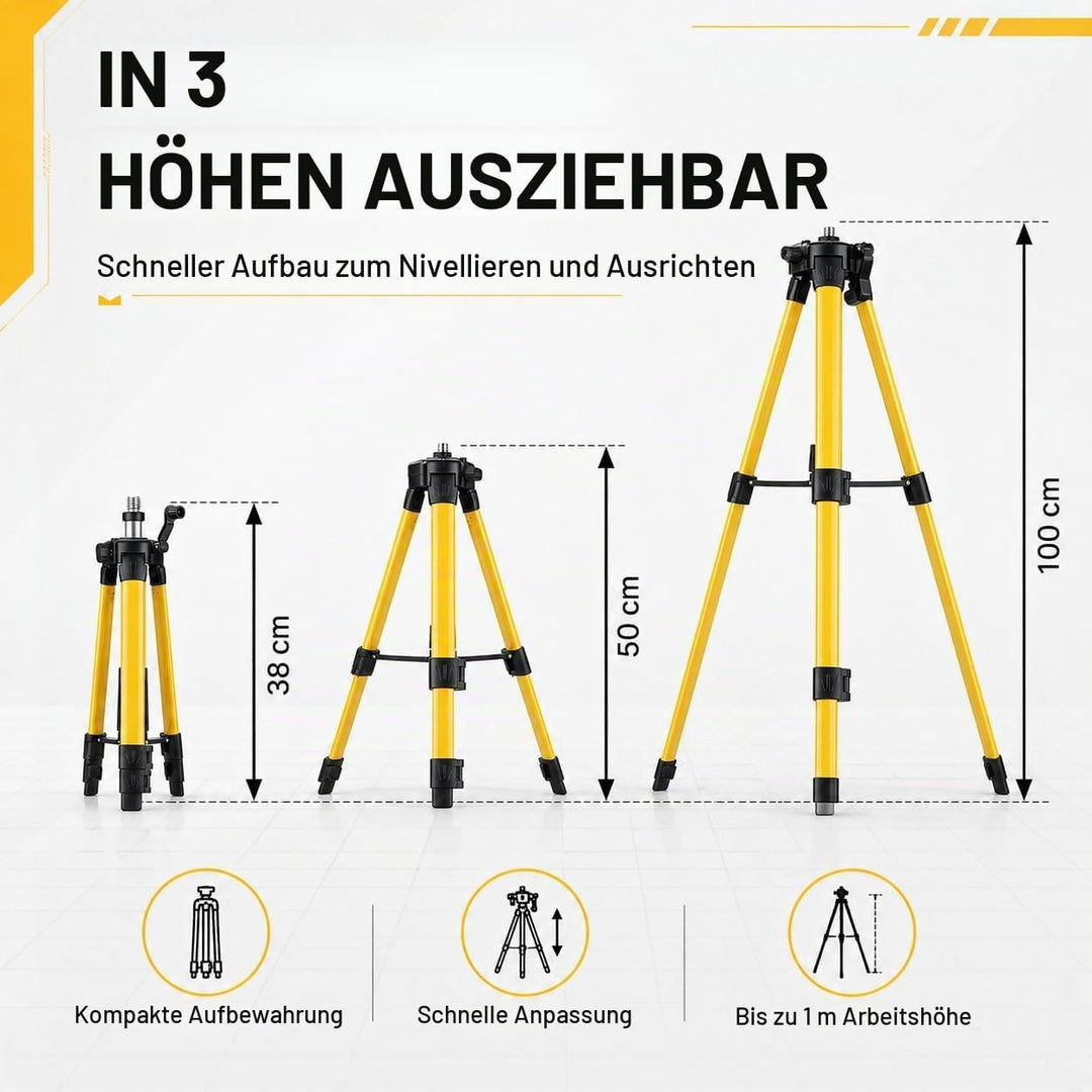 Candeon Kreuzlinienlaser Stativ, Teleskopisch Laser Level Stativ Gewinde 5/8", 38-100cm, Aluminiumst